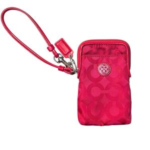 Coach | Y2K Hot Pink Nylon Mini Essentials Wristlet Patent Trim | OS